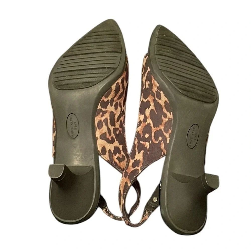 ANNE KLEIN | Women's‎ Black/Brown Cheetah Print Slingback Kitten Heels Size 8
